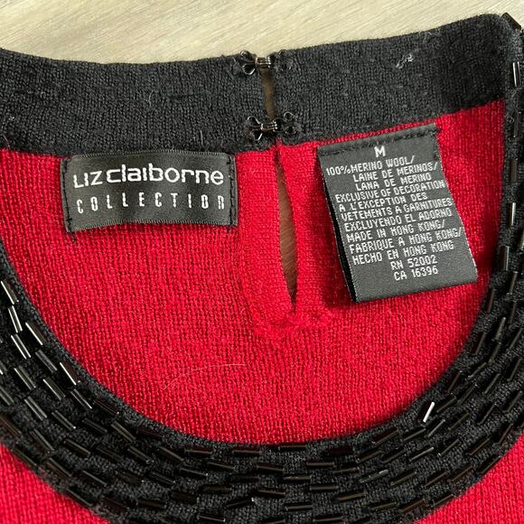 Liz Claiborne Collection 100% Wool Beaded Top Sz M - Picture 6 of 6